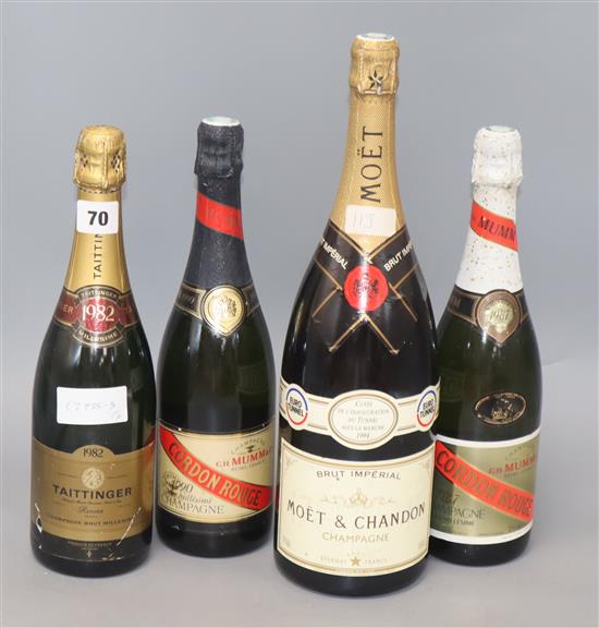 A magnum of Moet & Chandon 1994, Euro-Tunnel edition and three other champagnes, including Tattinger